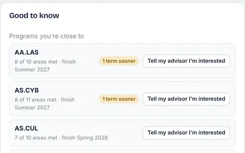 A glimpse of a student's home page in GradWright, from a practice school with made-up students